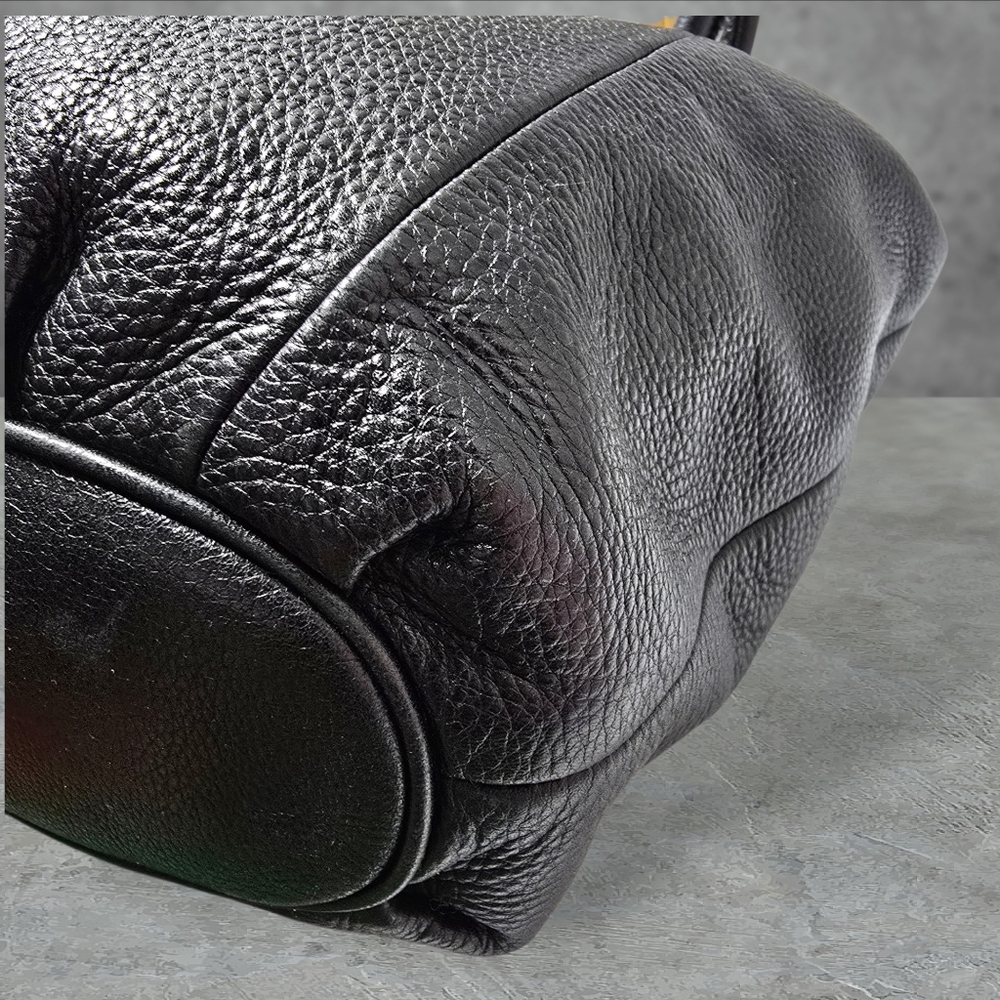 Michael Kors East West Black Pebbled Leather Bucket Bag Round Handles Large - Picture 14 of 16